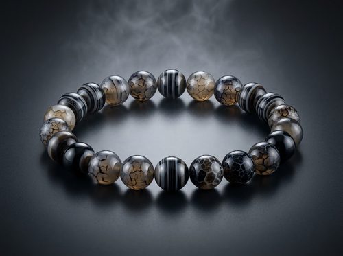 龍紋瑪瑙（ブラックバンデッドアゲート）のブレスレット
