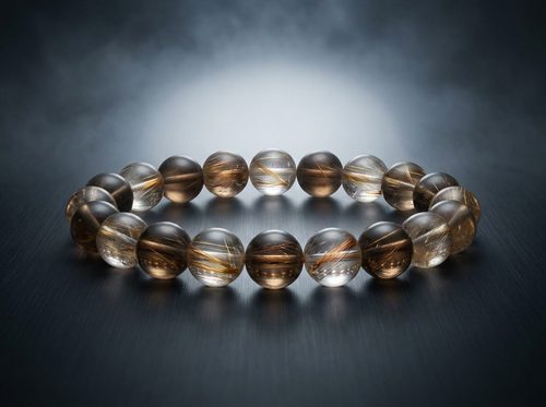 鎮みの水晶（ルチルクォーツ）のブレスレット